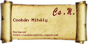 Csobán Mihály névjegykártya